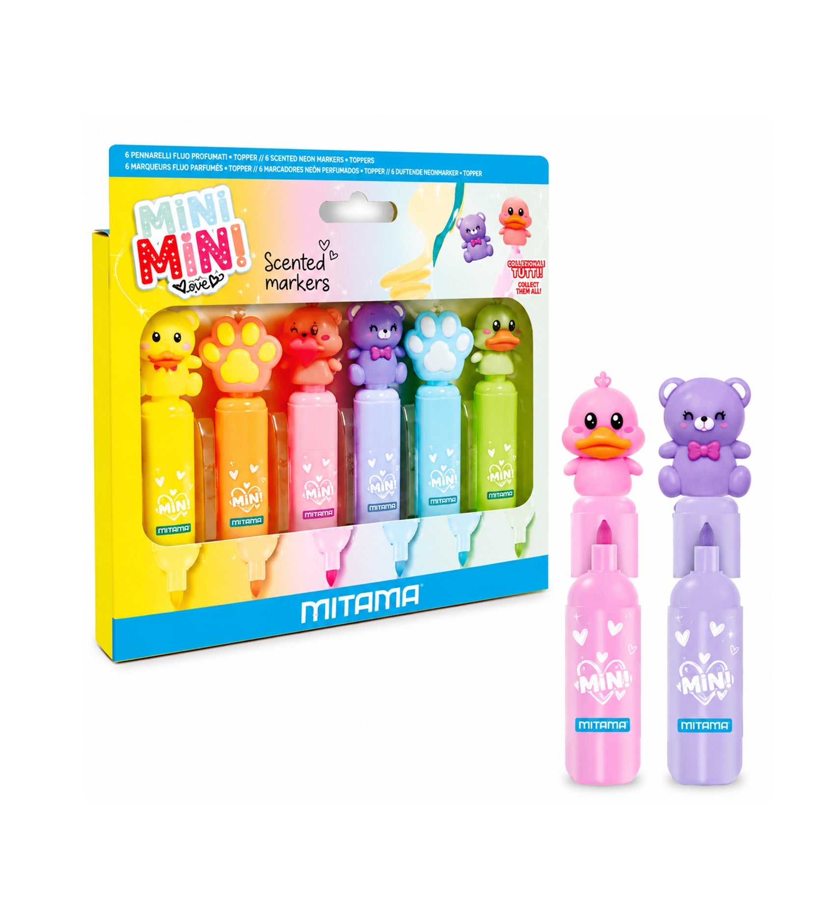 MITAMA Mini Mini 6 pennarelli pastel profumati con topper da collezione