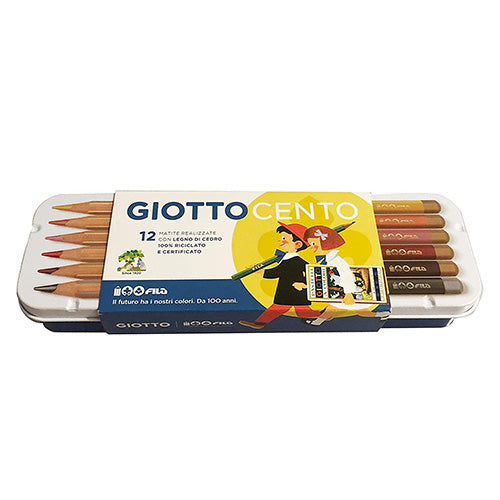 Confezione Giotto Cento in metallo con 12 matite, edizione limitata 100 anni FILA