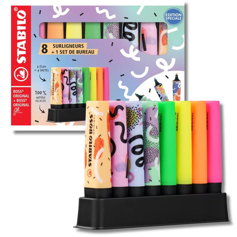 STABILO Boss Desk Set 4 Fluo + 4 Pastel