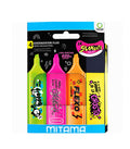 MITAMA Box 4 Evidenziatori Fluo Neon Le Slangate - verde rosa arancione giallo