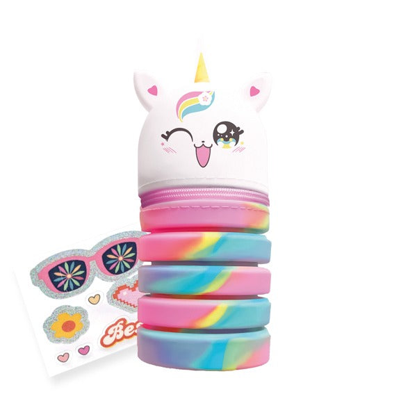 MITAMA astuccio SILICON FRIENDS - STICKER BOOM - Unicorno bianco arcobaleno