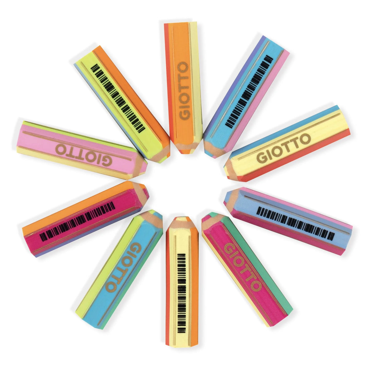Gomme Giotto Happy a forma di matita in colori assortiti