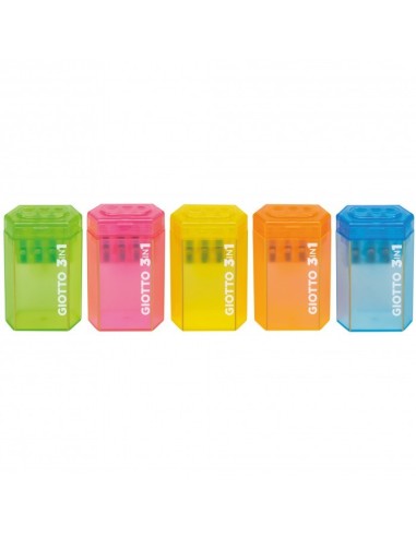 Temperamatite Giotto 3in1 con tre fori, 5 colori assortiti